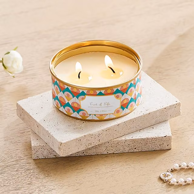 Komore Geometric Metal Tabletop Decor in Gold and Multicolour