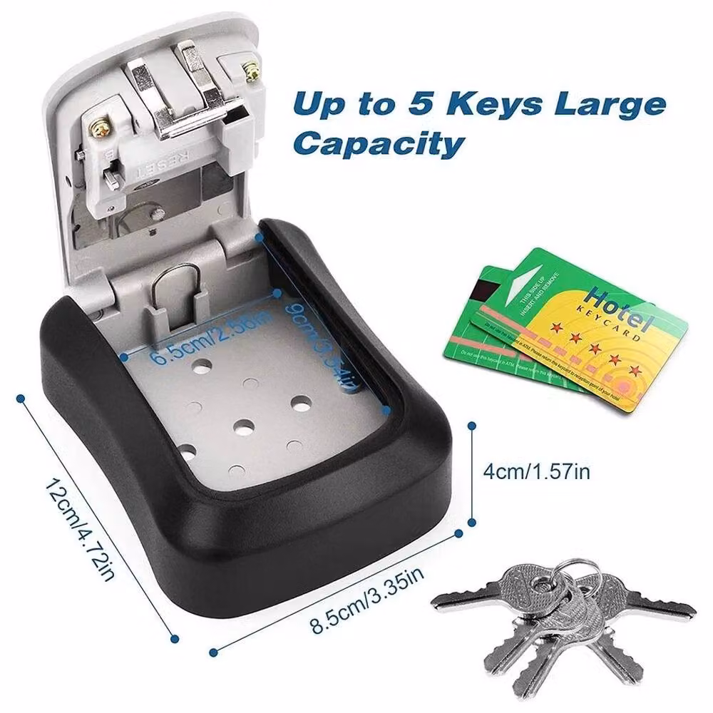 NESTLUNE Weatherproof 4-Digit Combination Wall Mounted Outdoor Key Safe in Grey – 5
