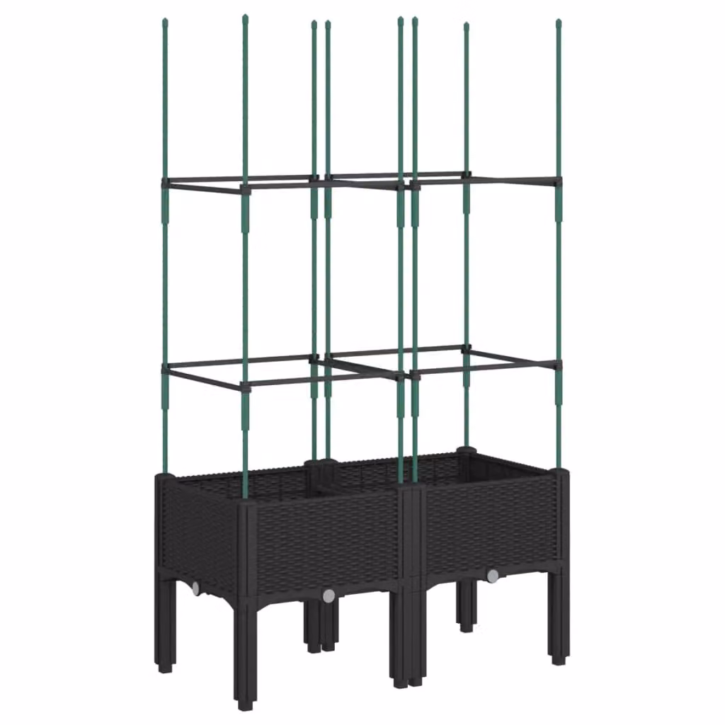 Berkfield Home Garden Planter with Trellis in Black, W: 80 cm, D: 40 cm, H: 142.5 cm – 2