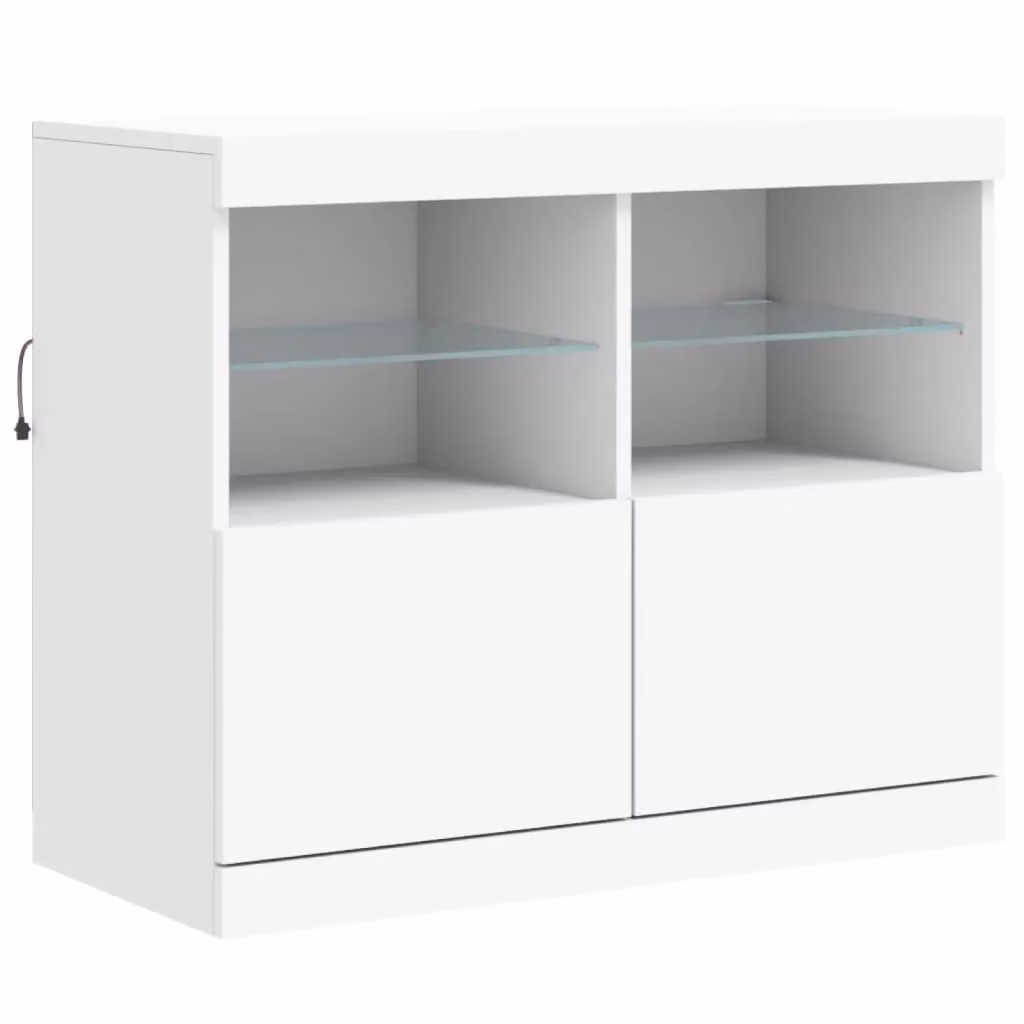 Berkfield Home Modern White Sideboard with Integrated LED Lighting W/D/H: 81 x 37 x 67 cm – 2