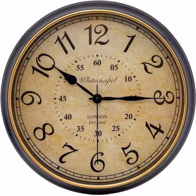 Nordara Style London Whitechapel Antique Round Analog Wall Clock in Multicolour and Beige – 1