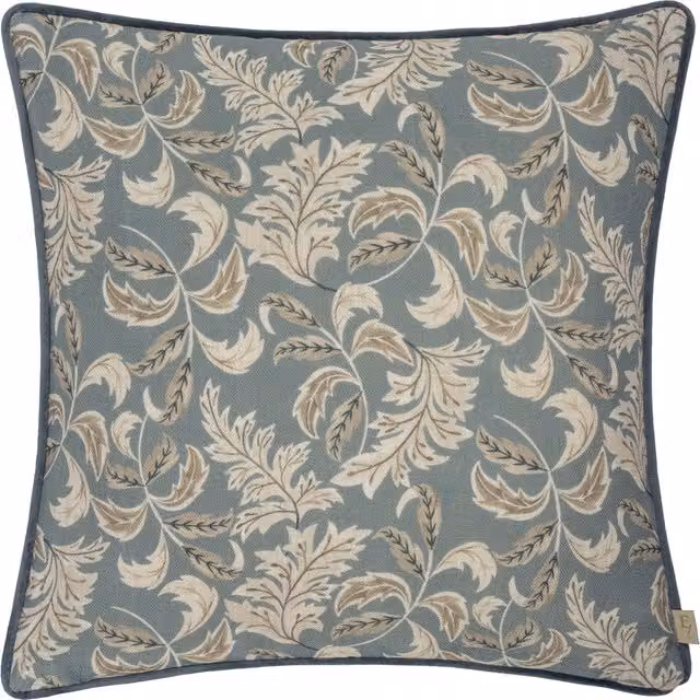 Make it a Home Chatsworth Topiary Piped Cushion in Petrol and Mink Velvet with Feather and Polyester Fill