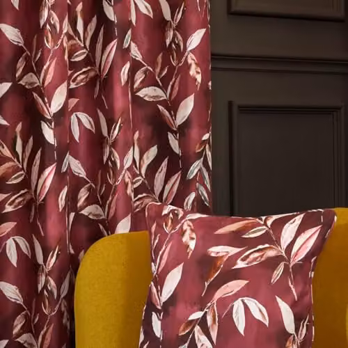 Sundour Madrid Red Floral Eyelet Blackout Curtains, Thermal Insulating, Width: 117.1 cm, Drop: 183 cm – 3