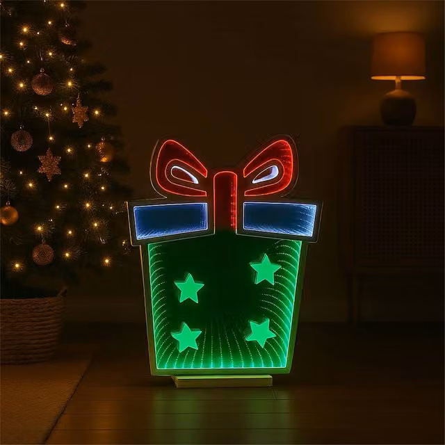 Xmas Haus Multicolour LED Giftbox Infinity Light, W: 42 cm, H: 56 cm – 1