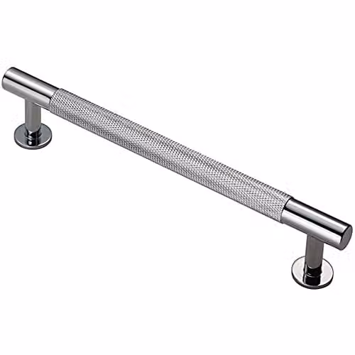 Loops Knurled Bar Door Pull Handle in Chrome, W: 190 mm, D: 13 mm, Fixing Centres: 160 mm
