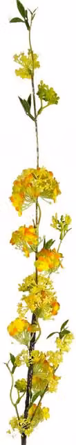 Yellow Artificial Blossom Spray Stem Flowers with Leaf Detail