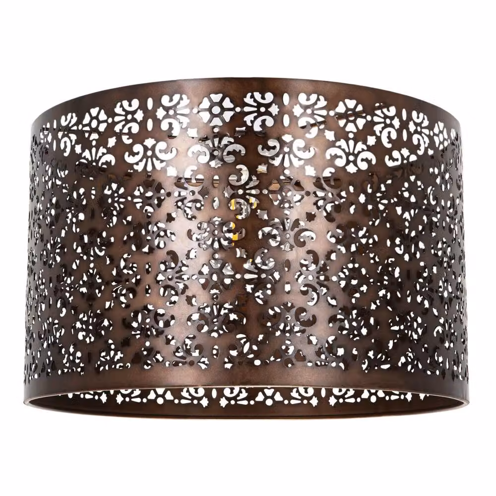 Happy Homewares Moroccan Designed Bronze Metal Pendant Shade with Floral Decor, Diameter: 40 cm – 2