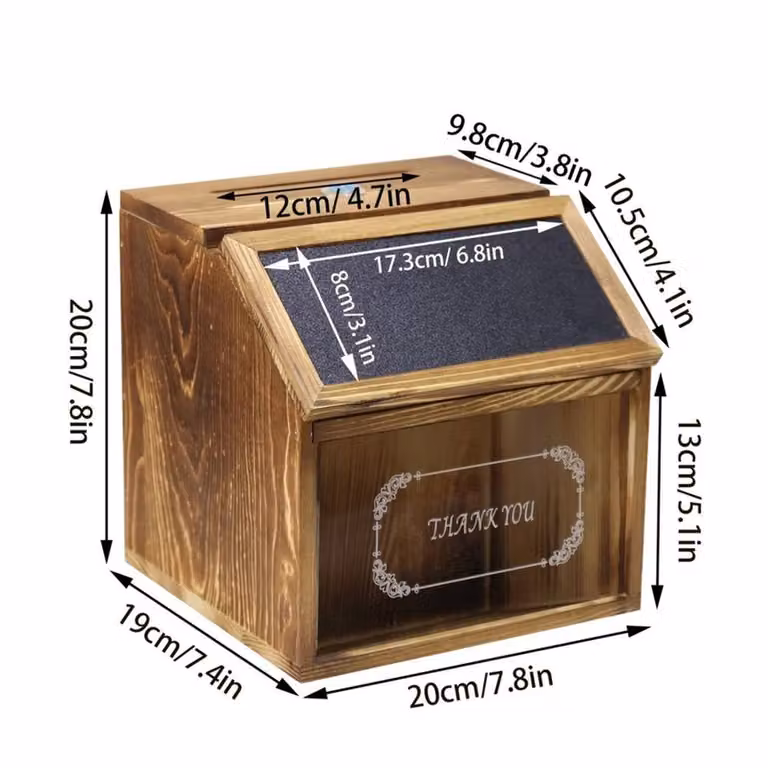 Nordara Rustic Wooden Lockable Suggestion and Donation Box in Brown, W: 100 cm, D: 15 cm, H: 15 cm
