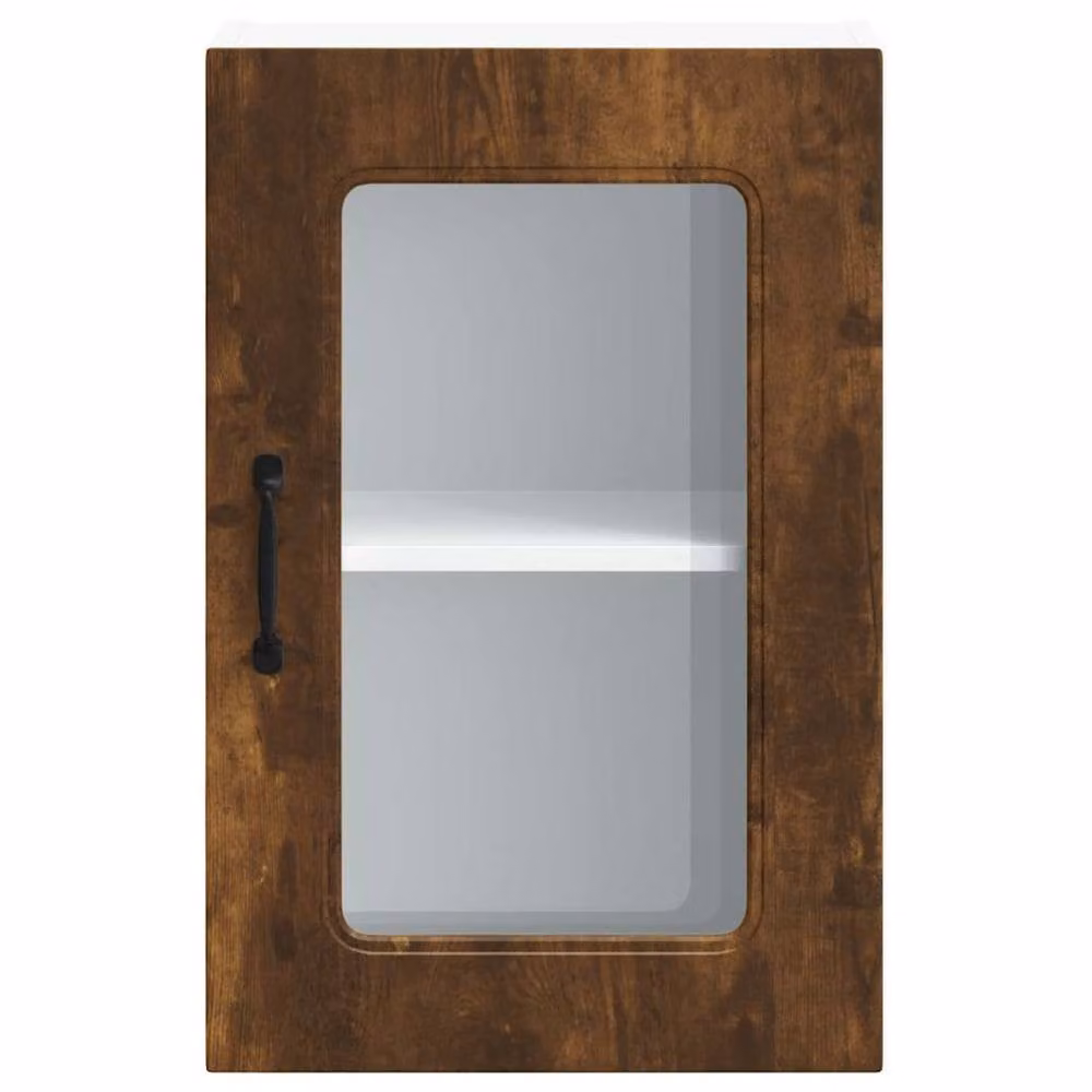 Berkfield Home Kalmar Wall Mounted Kitchen Cabinet with Glass Doors in Smoked Oak Brown, W/D/H: 60 x 31 x 40 cm – 3