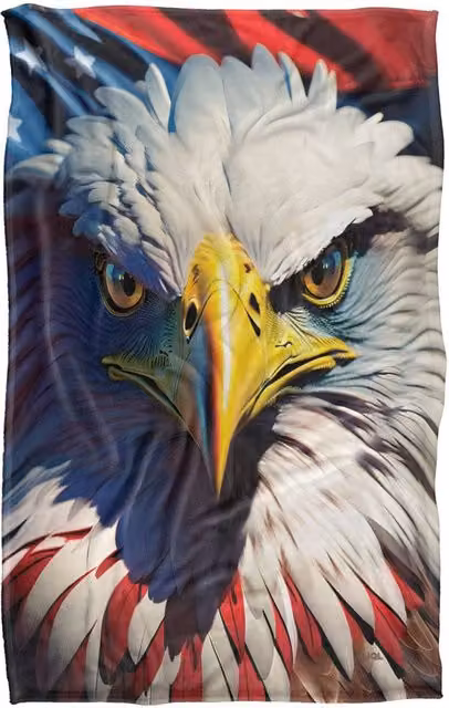 JQ Licensing James Piazza Red, White and Blue Eagle Silky Touch Super Soft Fleece Throw Blanket, W: 91 cm, D: 147 cm – 5