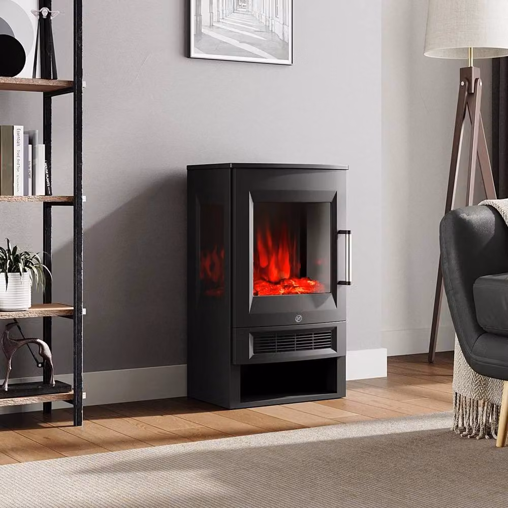 PAWNORA Panorama Electric Fire Stove in Black with Glass Finish – 4
