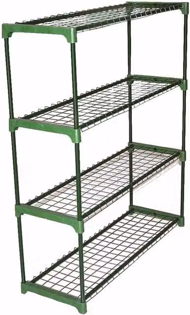 ERGOVEXA Green Metal Freestanding Garden Racking Shelving for Plant Staging and Greenhouse Display, 2-Piece Set