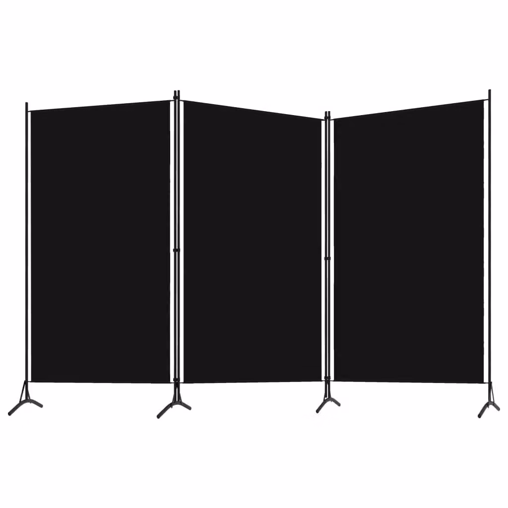 Berkfield Home 3-Panel Metal Room Divider in Matt Black, W: 260 cm, H: 180 cm – 2