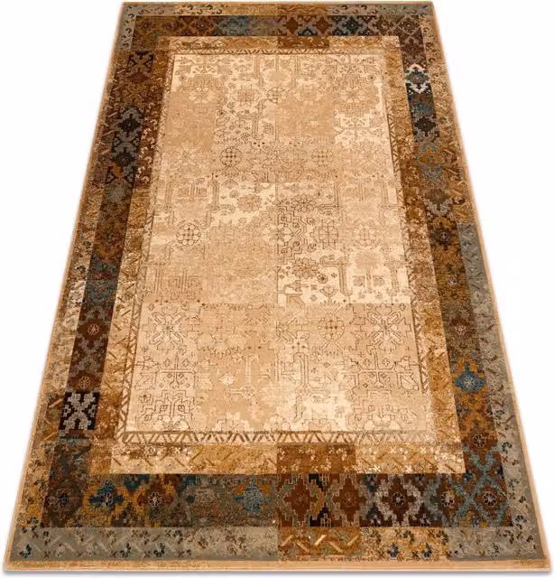RugsX Wool Omega Rectangular Rug in Brown, W: 135 cm, L: 200 cm
