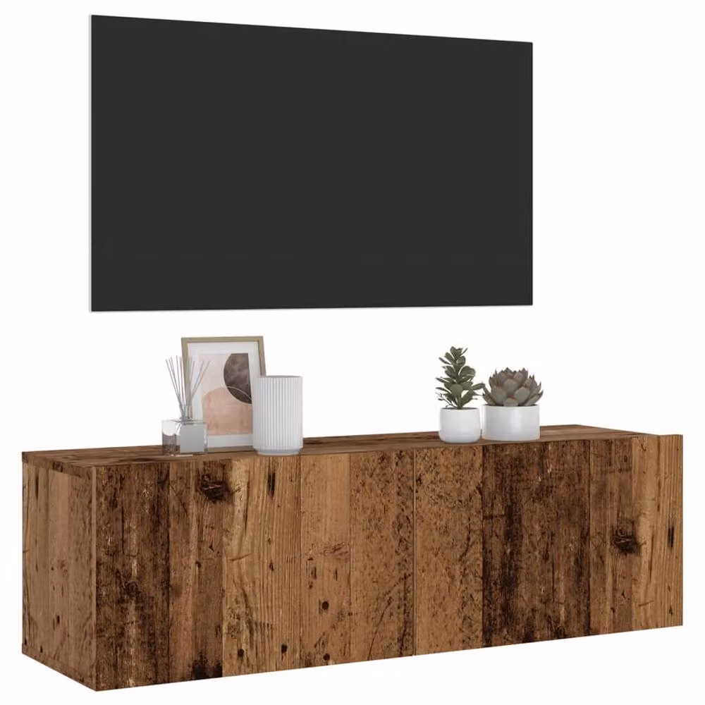 Berkfield Home Wall Mounted TV Cabinet in Brown Rustic Wood, W/D/H: 100 x 30 x 30 cm – 2