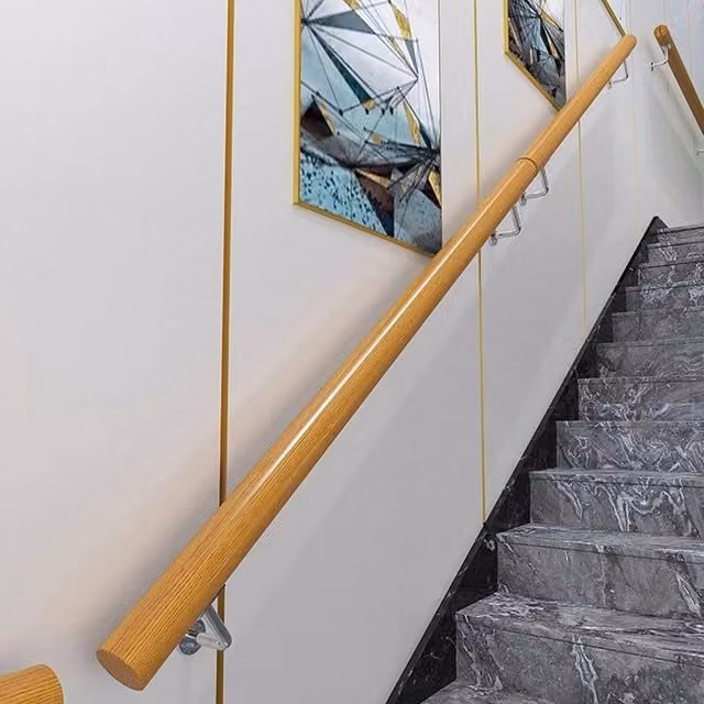 EONLION Beech Wood Stair Handrail in Brown, W: 100 cm, H: 200 cm – 1