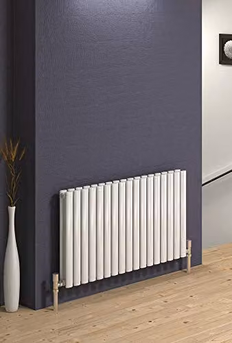 Reina Neva White Steel Single Panel Horizontal Designer Radiator H 55.0 cm x W 141.6 cm – 1