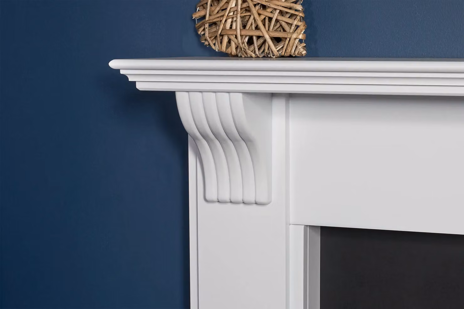 Adam Fires & Fireplaces Harrogate Stove Fireplace in Pure White and Black with Hudson Black Electric Stove, 39 Inch – 5