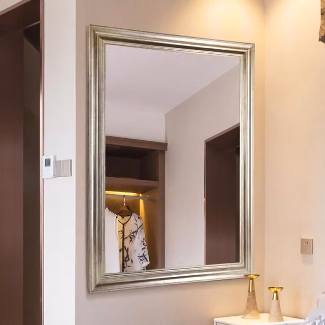 MirrorOutlet Lancaster Champagne Silver Extra Large Rectangular Wall Mirror, W: 103 cm, H: 73 cm