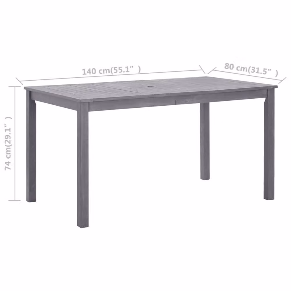 Berkfield Home Grey Wash Extendable Acacia Wood Garden Table W: 140 cm, D: 80 cm, H: 74 cm – 4