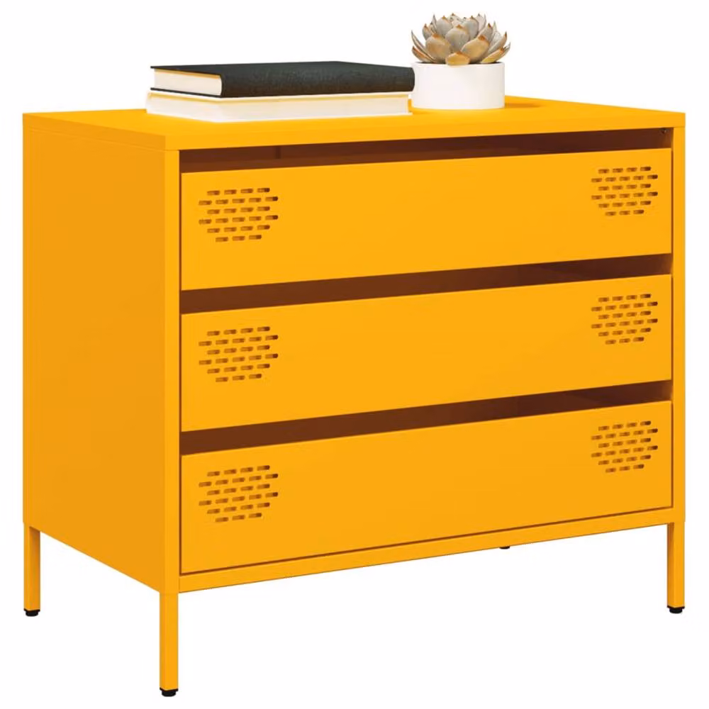 Berkfield Home Mustard Yellow Metal Sideboard W/D/H: 68 x 39 x 58.5 cm – 2