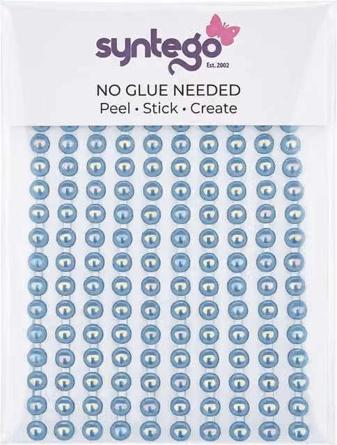 Syntego Pack of 400 Decorative Self Adhesive Round Pearl Embellishments in AB Blue