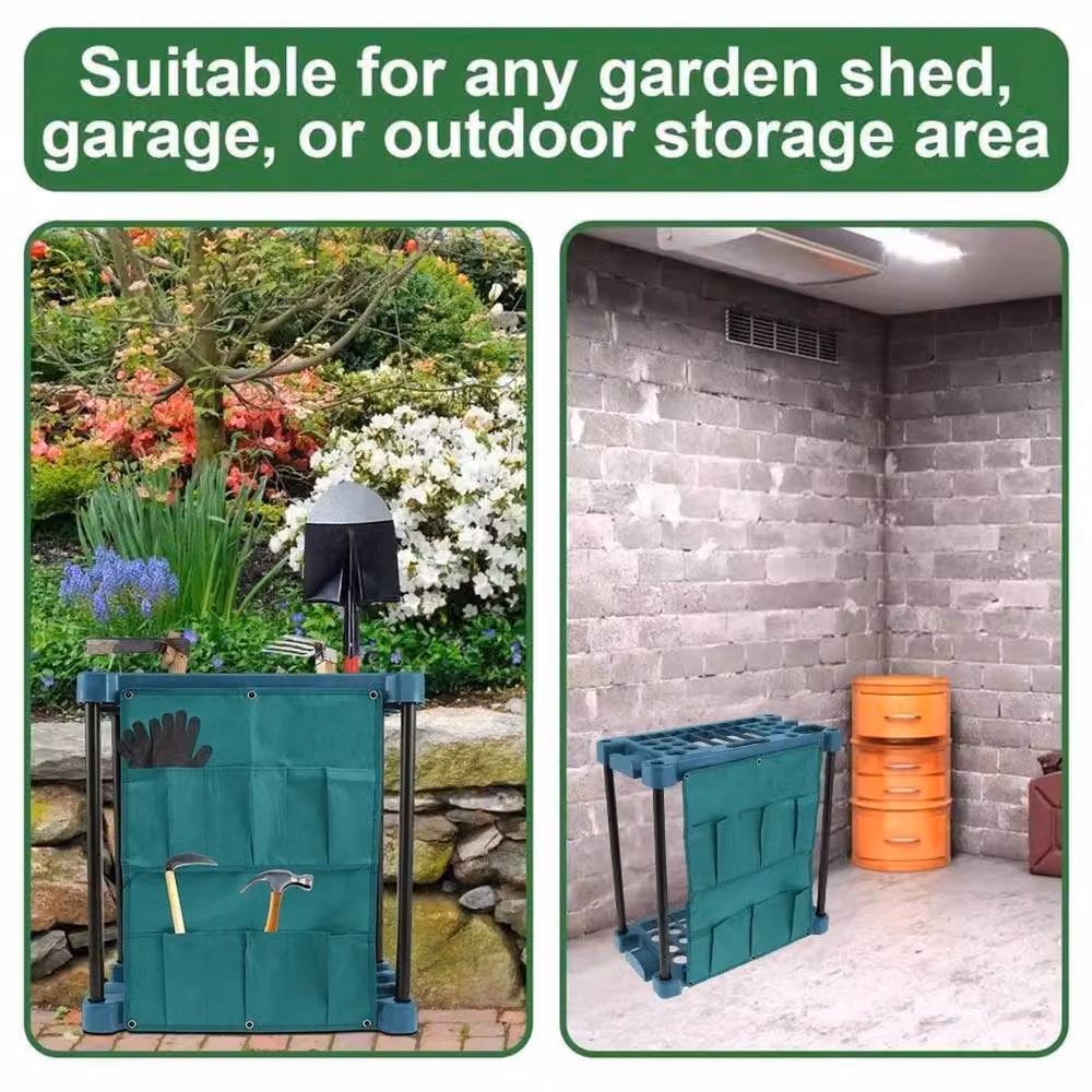 FLAVORA Heavy Duty Garden Tool Organizer Rack in Green, W/D/H: 1000 x 52 x 58 cm – 4