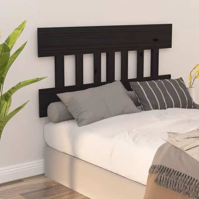 Berkfield Home Rustic Black Solid Pine Wood Bed Headboard W/D/H: 183.5 x 3 x 81 cm