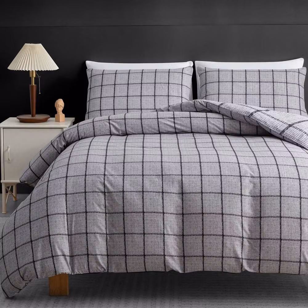 Pamposh Reversible Microfibre Duvet Cover and Pillowcase Set, Grey and Black, W: 180 cm x H: 200 cm – 2