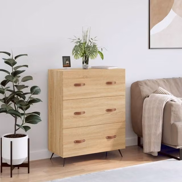 Berkfield Home Sonoma Oak Chest of Drawers in Brown, W/D/H: 69.5 x 34 x 90 cm – 1