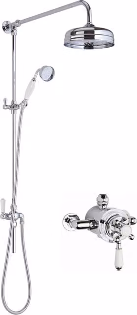 Balterley Traditional Dual Exposed Valve Rigid Riser Shower Set with Diverter in Chrome