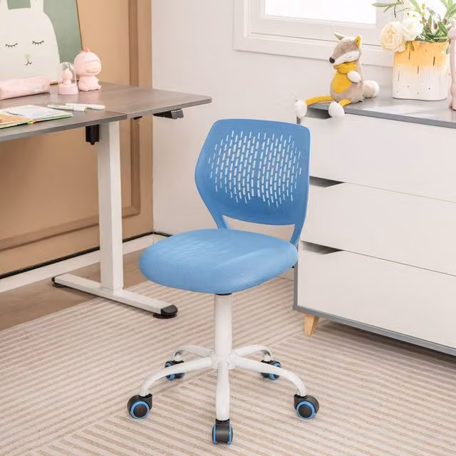 Costway Ergonomic Blue Swivel Task Chair for Children and Home Office