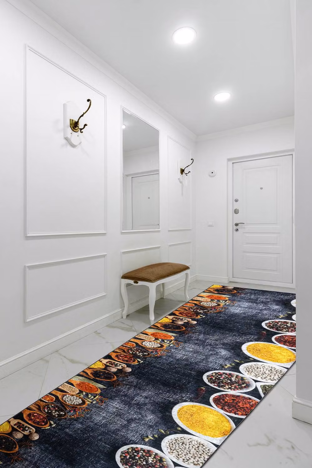 RugsX Grey Floral Ethnic Anti-Slip Runner, W: 80 cm, L: 130 cm – 3