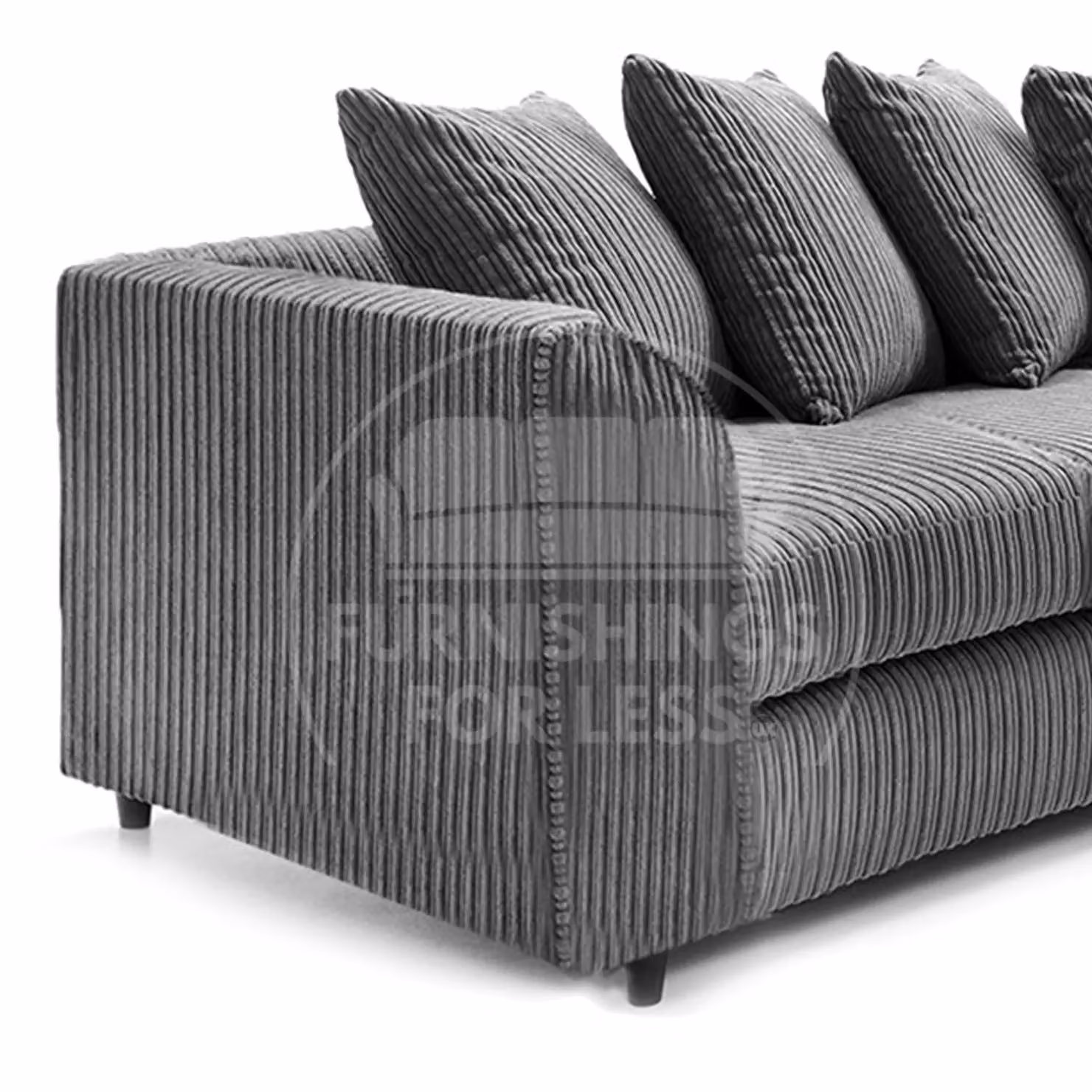 Furnishings For Less UK Ferguson 5 Seater L-Shaped Corner Sofa in Grey Jumbo Cord Fabric with Scatter Back – 3