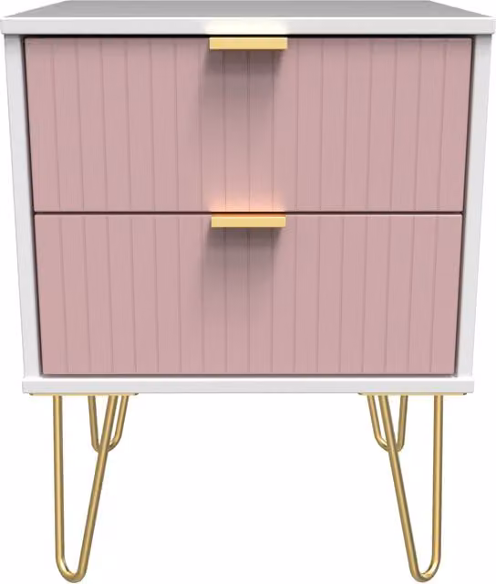 2 U Bexley 2 Drawer Bedside Cabinet in Pink and Gold