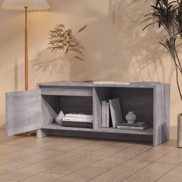 Berkfield Home Grey Sonoma TV Cabinet in Engineered Wood W/D/H: 90 x 35 x 40 cm – 1