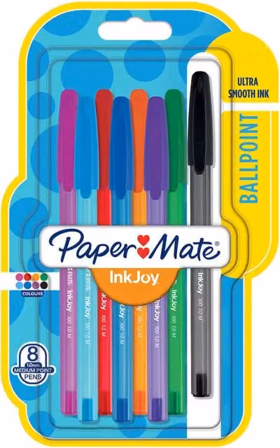 Pack of Eight Paper Mate Inkjoy Multicolour Ballpoint Pens