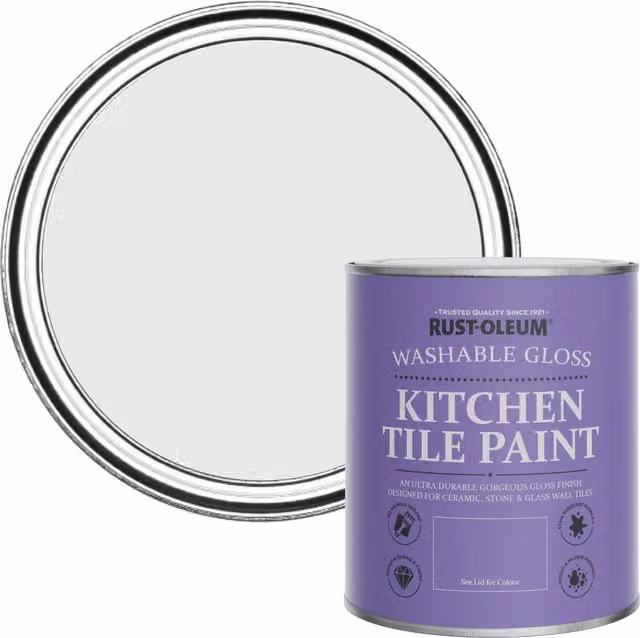 Rust-Oleum Water-Based Kitchen Tile Paint in Gloss Finish, Grey, 0.75 l