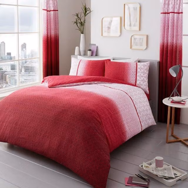 Smart Living Urban Ombre Printed Polycotton Duvet Cover and Pillowcases, Pink, W/D/H: 200 x 200 cm, Pillowcases: 50 x 75 cm