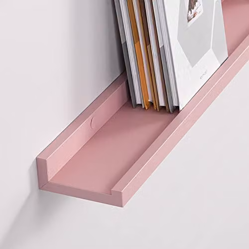 SPOT ON DEALZ Set of 2 Pink Wooden Floating Wall Shelves, W: 80 cm – 2