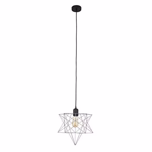 ValueLights Sadira Retro Black and Grey Star Geometric Metal Pendant Light Fitting