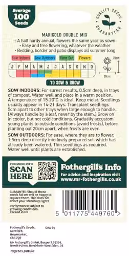 Mr Fothergill's Oh Sow Simple Marigold Dwarf Mix Flower Seeds in Orange, Yellow and Red – 2