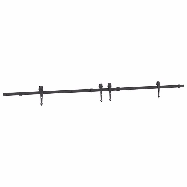 Berkfield Home Sliding Door Hardware Kit, Black Steel, 305 cm