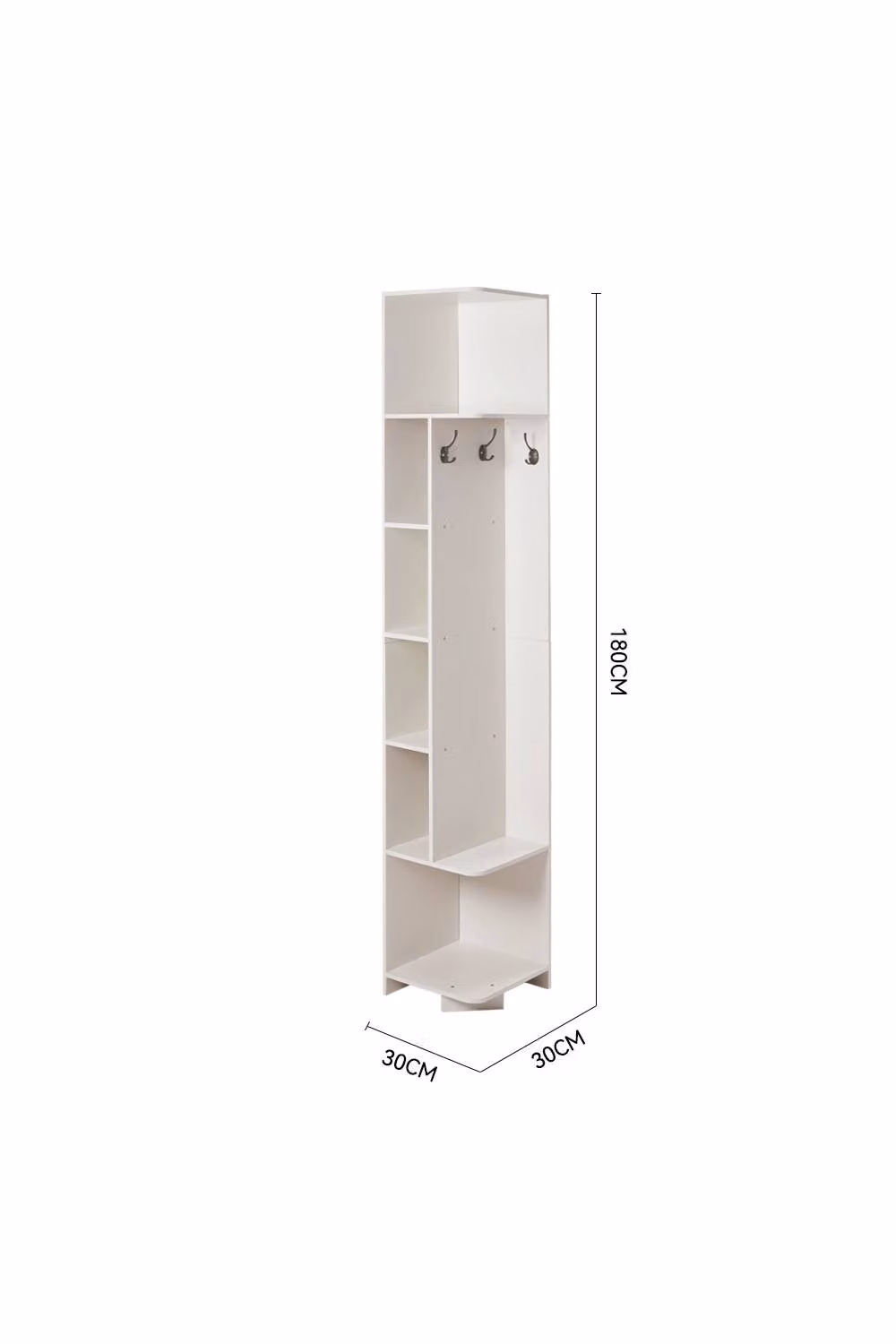 Living and Home Open-Style Corner Storage Rack with Hooks in White – 3