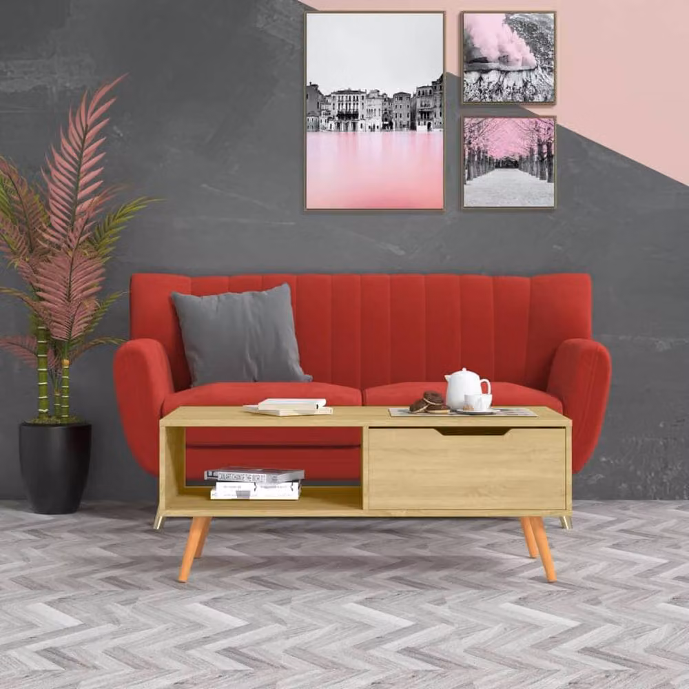 Berkfield Home Sonoma Oak Coffee Table in Light Brown, W: 100 cm, D: 49.5 cm, H: 43 cm – 1