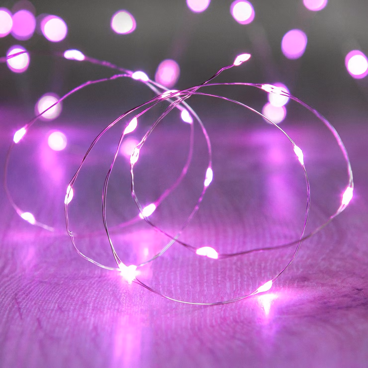 Lights4fun 20 Pink LED Micro Battery Fairy Lights with Silver Metal String