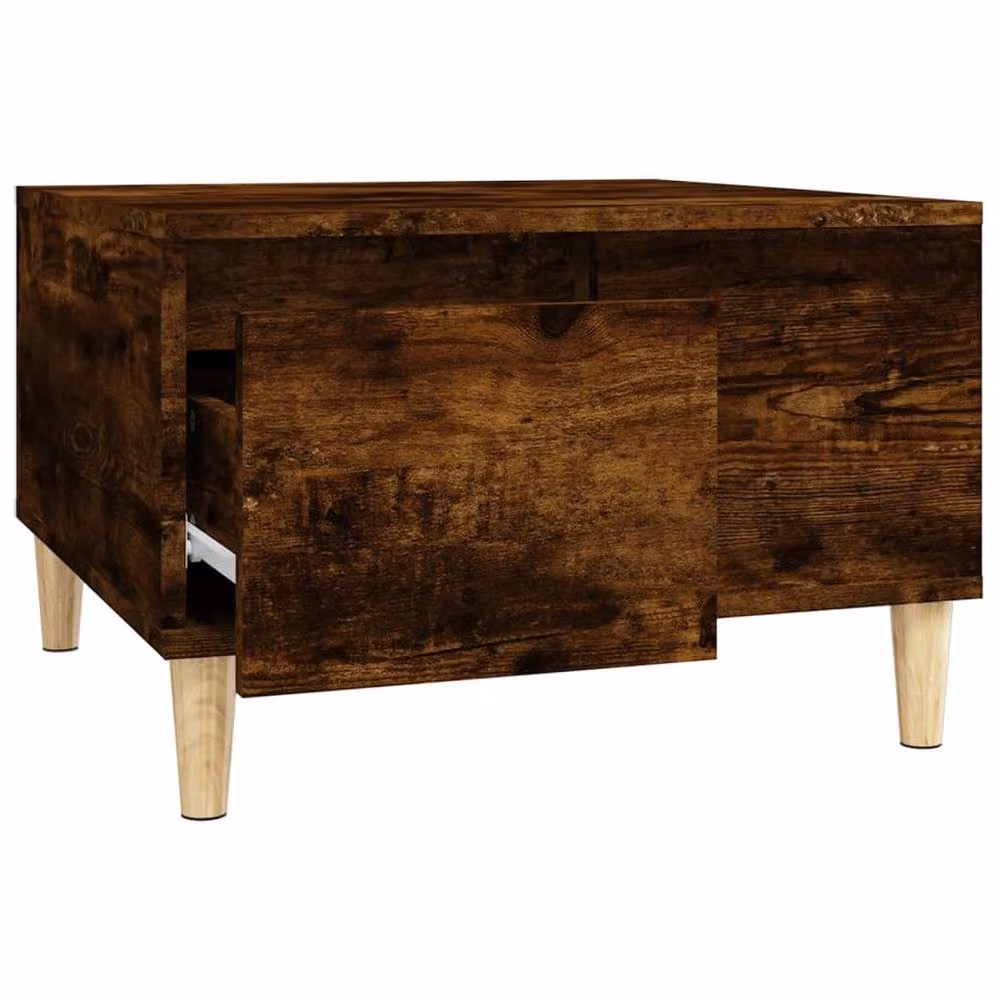 Berkfield Home Smoked Oak Coffee Table in Brown, W/D/H: 55 x 55 x 36.5 cm – 4