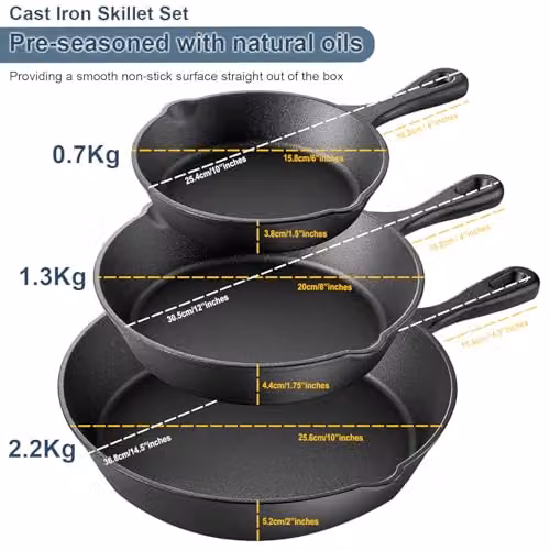 ATEK Pre-Seasoned Cast Iron Frying Pan with Pouring Spout, Black – 2
