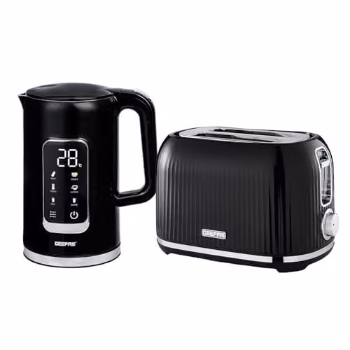 Geepas Black Digital Electric Kettle 1.7L and 2 Slice Bread Toaster Combo Set – 5