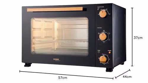 Cooks Professional Mini Portable Electric Countertop Oven with Steam Assist and Timer, Black and Copper, 48L – 5